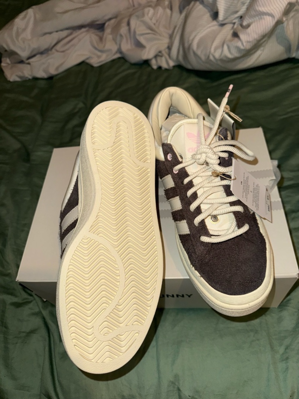 Bad Bunny X Adidas Campus Suede Sneakers in Taupe and Cream - Picture 3 of 4